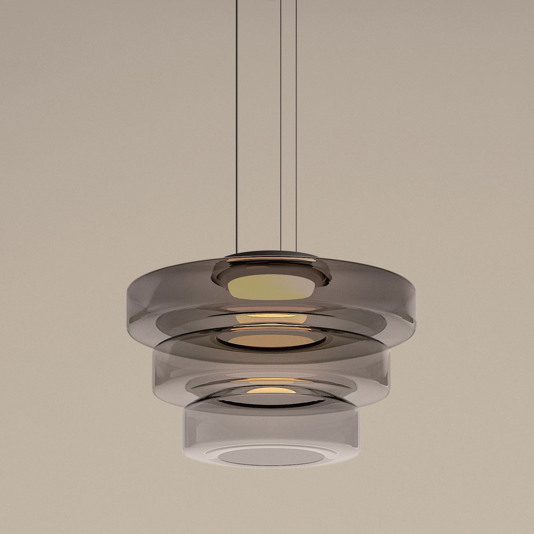 Layered Glass Living Room Pendant Light with Modern Halo Design
