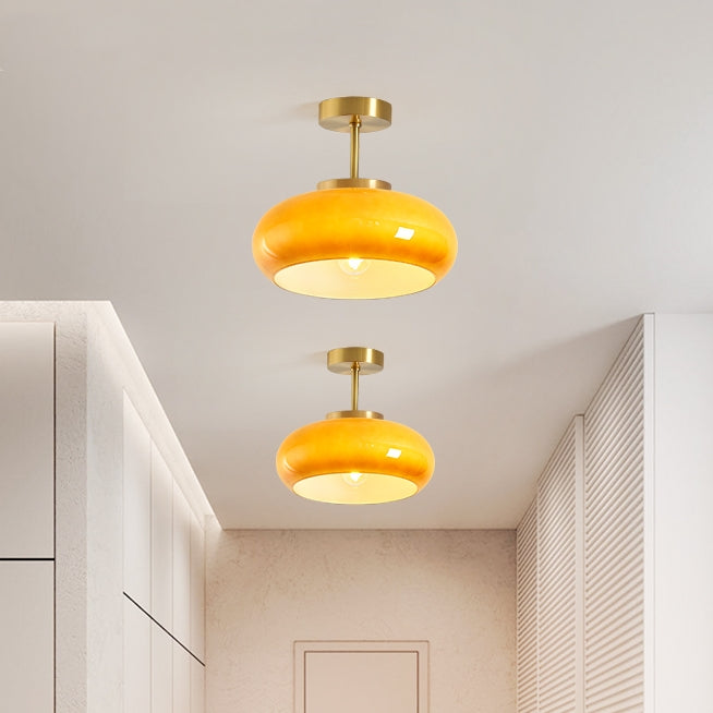 Modern Warm Tinted Round Ceiling Light for Living Room and Bedroom