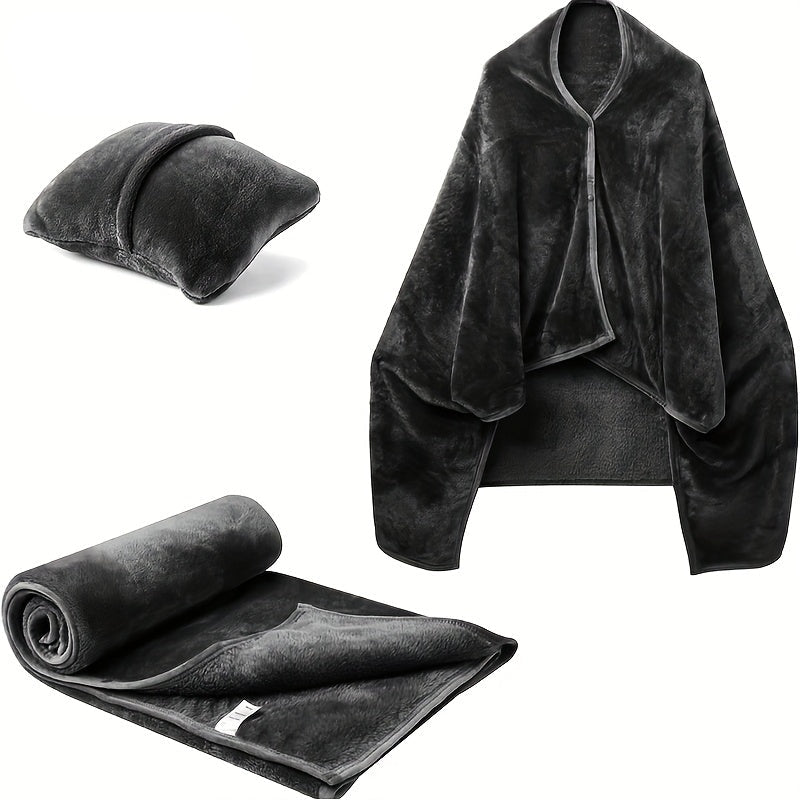 Wearable Heated Electric Blanket with Pillow Versatile 2-in-1 Travel Blanket with Closure