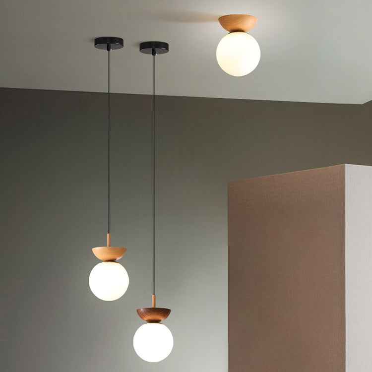 Japanese Style Ceiling Light Modern LED Pendant Light with 3 Color Modes