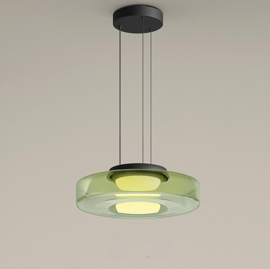 Layered Glass Living Room Pendant Light with Modern Halo Design