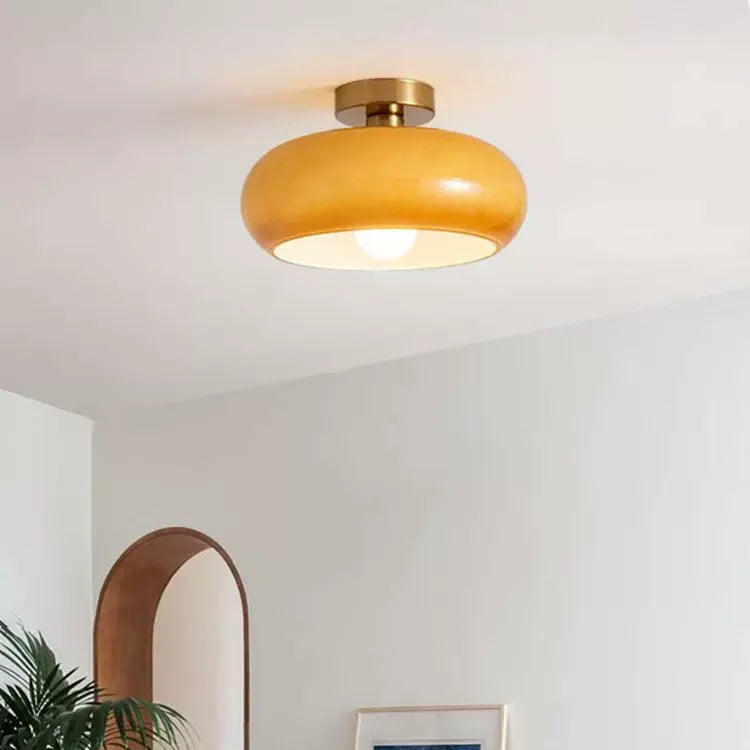 Modern Warm Tinted Round Ceiling Light for Living Room and Bedroom