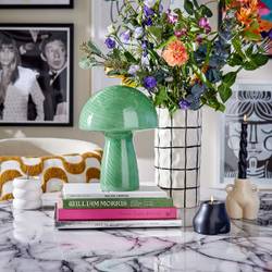 Schimmel's city table lamp with graphic stripe design