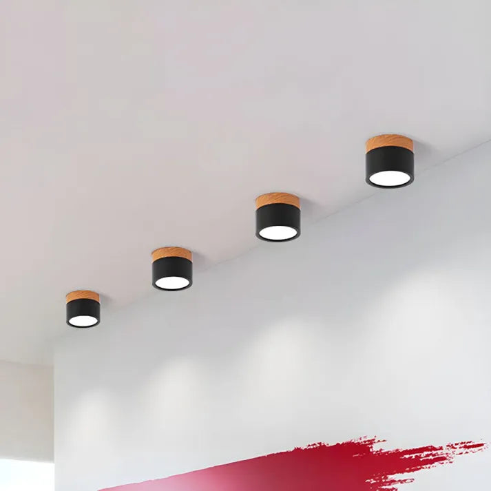 Minimalist Cylindrical LED Ceiling Light with Modern Dimmable Spotlight