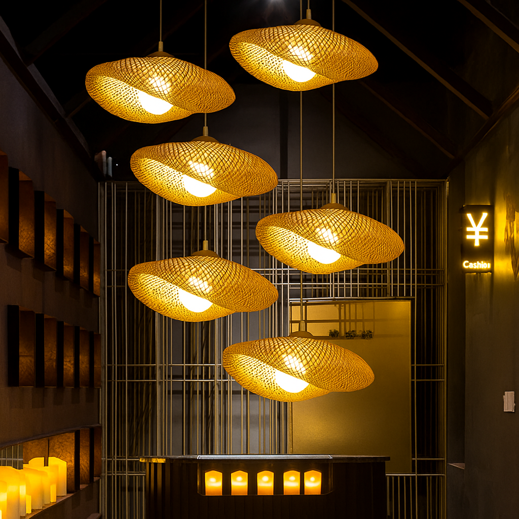 Boho bloei handgemaakte rotan hanglamp