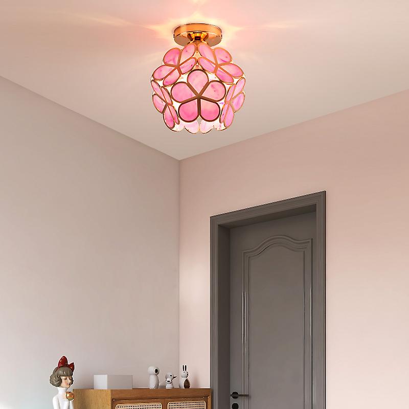 Floral Ceiling Light with Glass Details in Elegant Soft Lighting Fixture