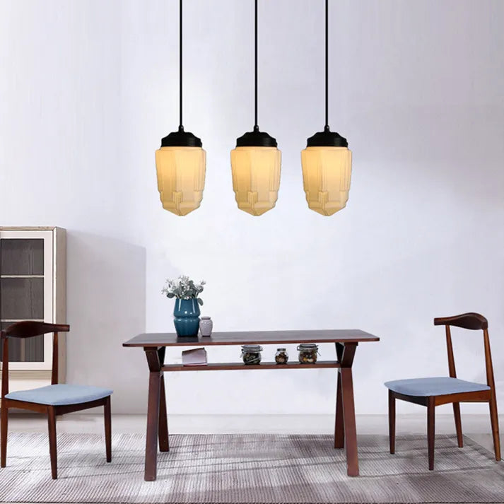 Stylish Pendant Light with Geometric Frosted Glass Style