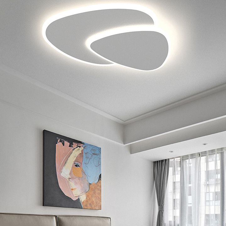 Modern Geometric Flush Mount Ceiling Light Dimmable White LED Fixture