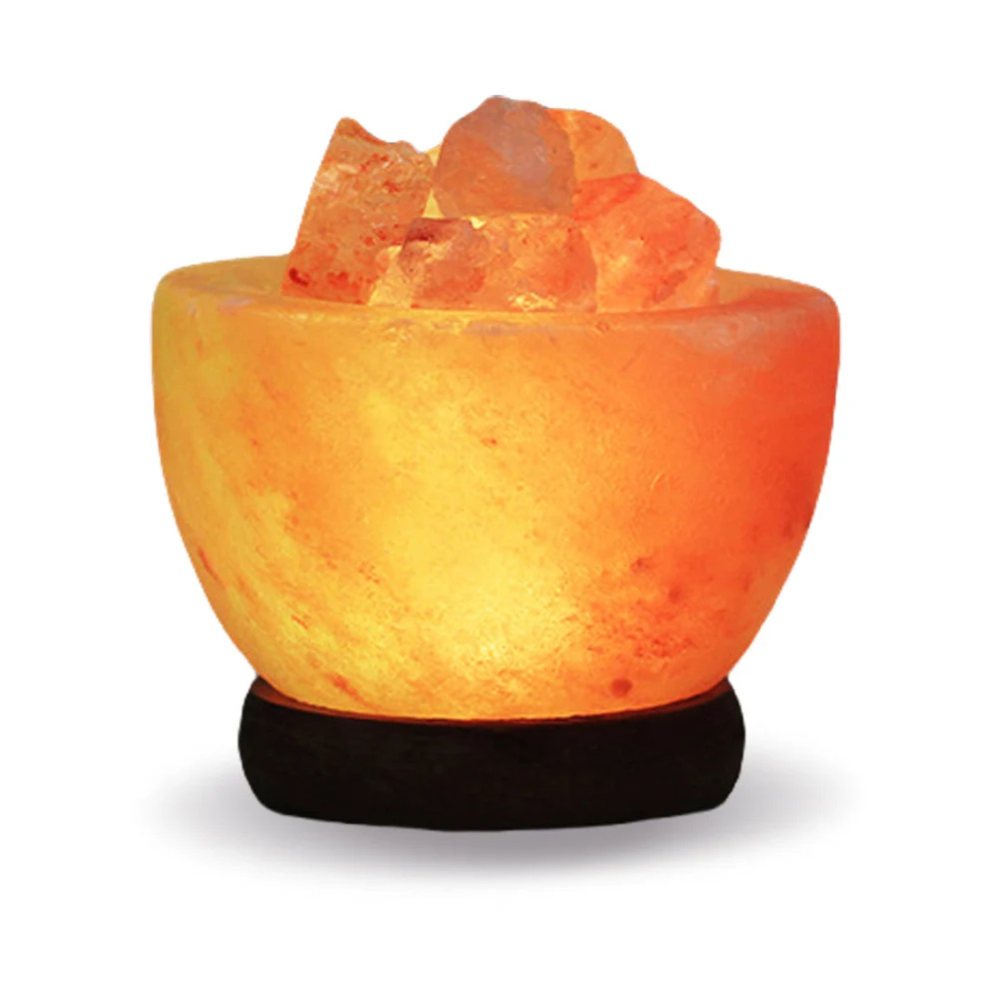 Himalayan Salt Lamp Crystal Rock LED Night Light with Wooden Base