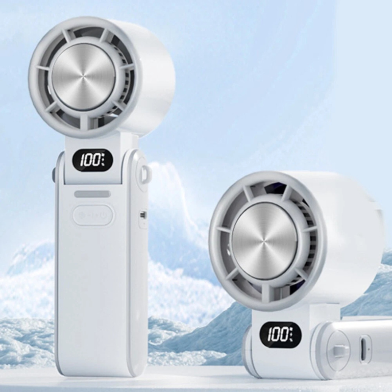 Foldable rechargeable cooling fan with digital display