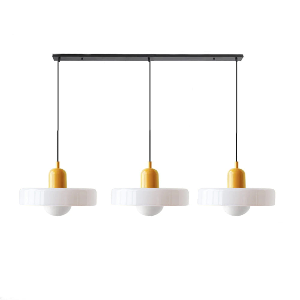 Stylish Pendant Light with 3 Colored Glass Shades Adjustable Ceiling Lamp