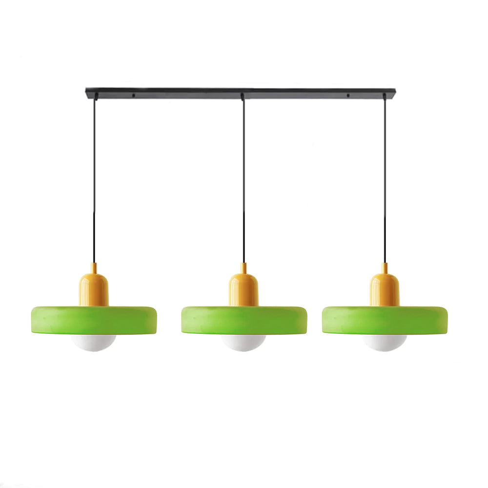 Stylish Pendant Light with 3 Colored Glass Shades Adjustable Ceiling Lamp