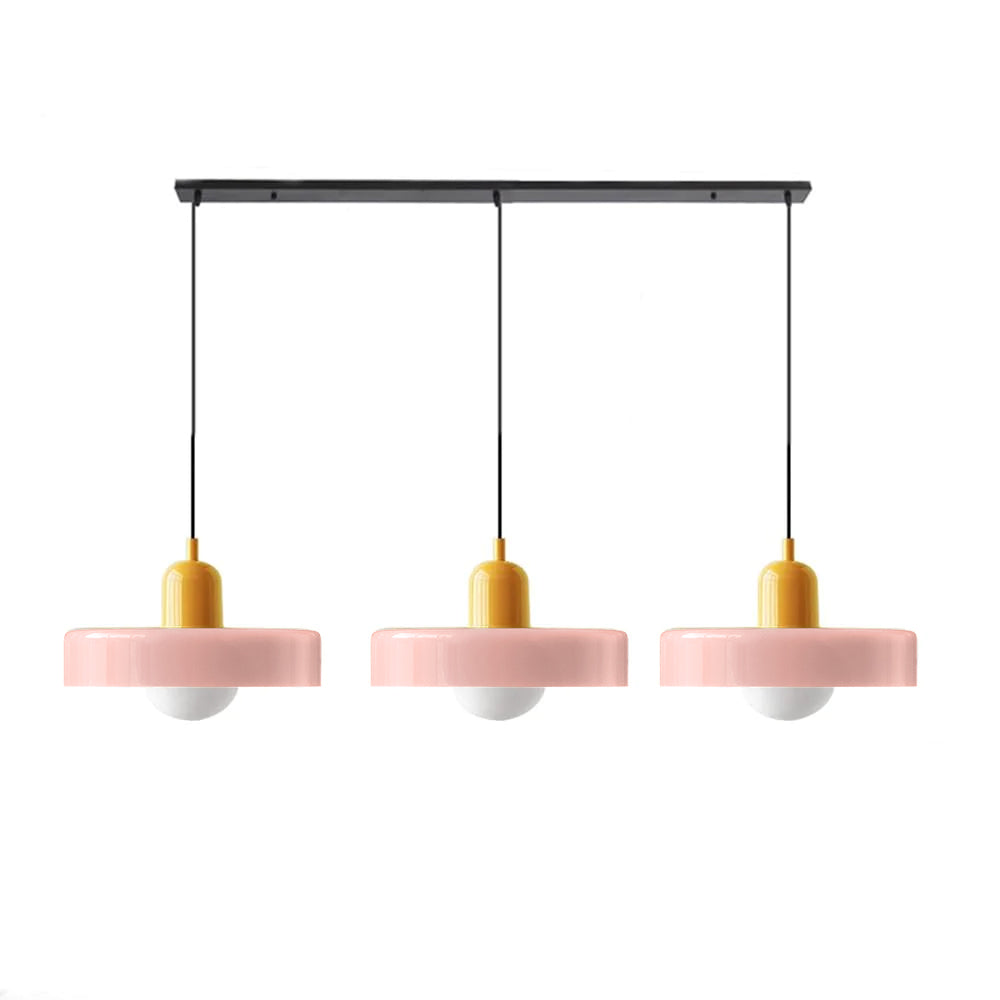 Stylish Pendant Light with 3 Colored Glass Shades Adjustable Ceiling Lamp