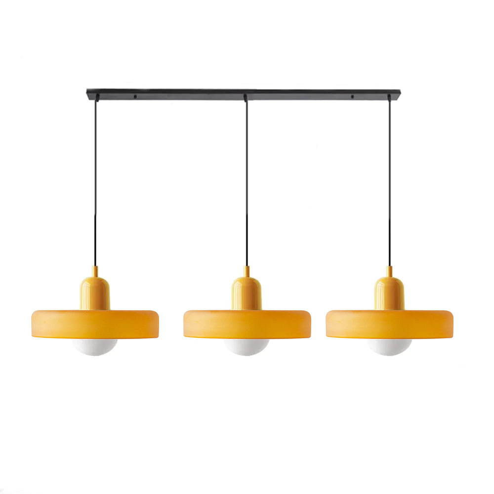 Stylish Pendant Light with 3 Colored Glass Shades Adjustable Ceiling Lamp