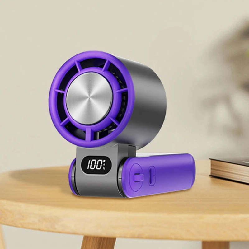 Foldable rechargeable cooling fan with digital display