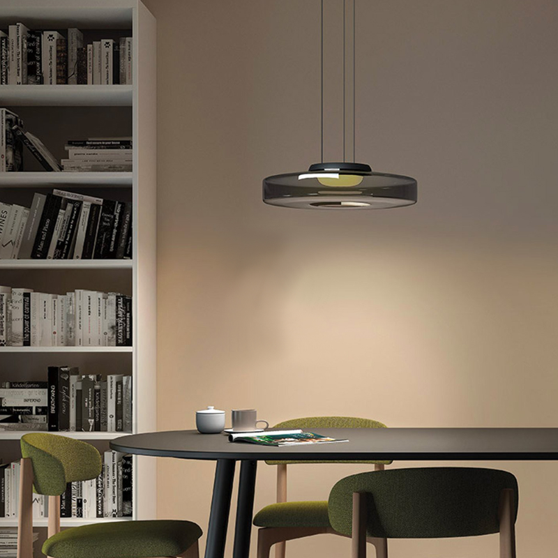 Layered Glass Living Room Pendant Light with Modern Halo Design