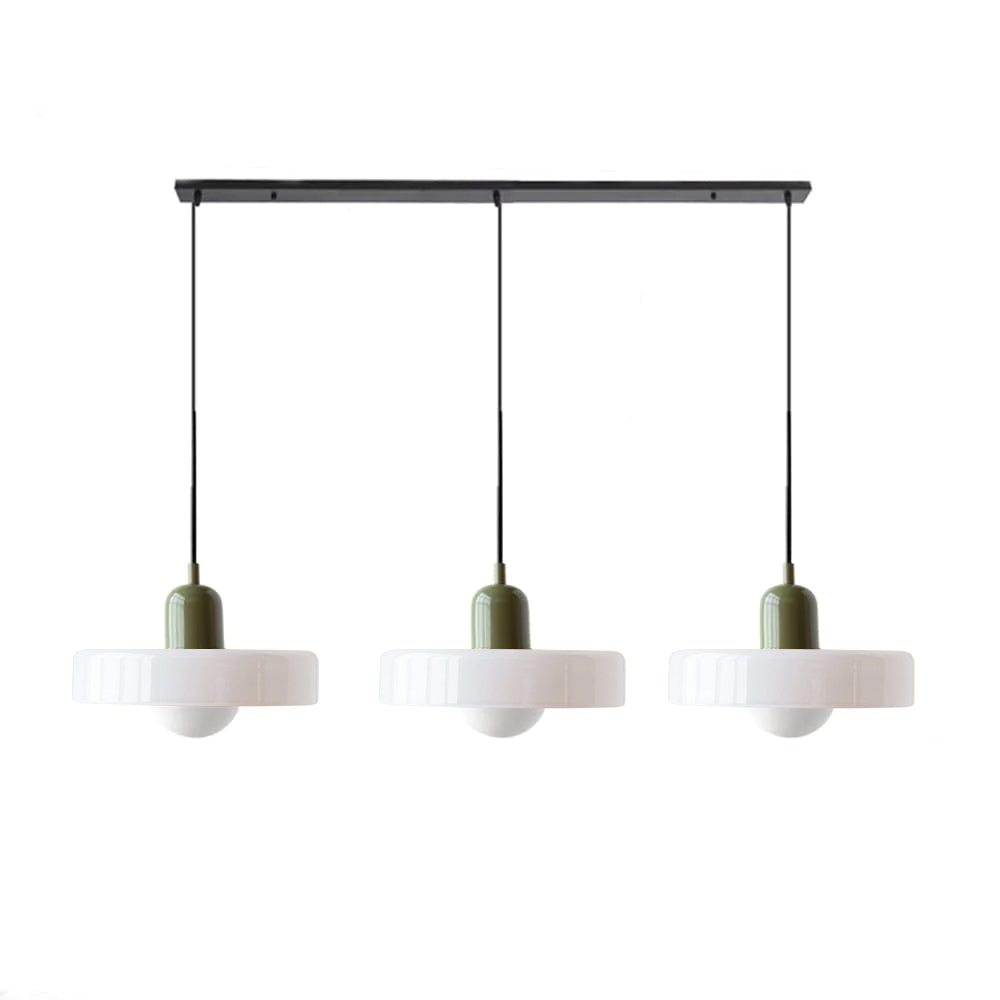 Stylish Pendant Light with 3 Colored Glass Shades Adjustable Ceiling Lamp