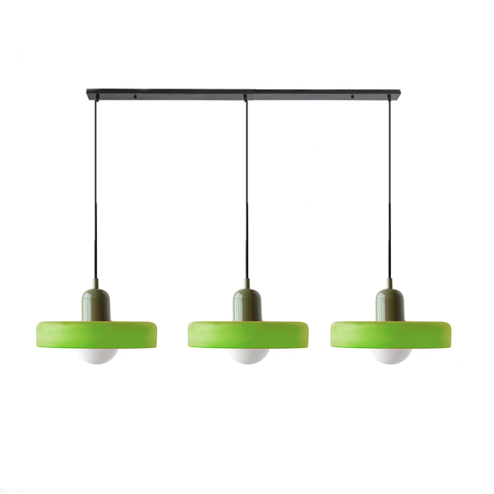 Stylish Pendant Light with 3 Colored Glass Shades Adjustable Ceiling Lamp
