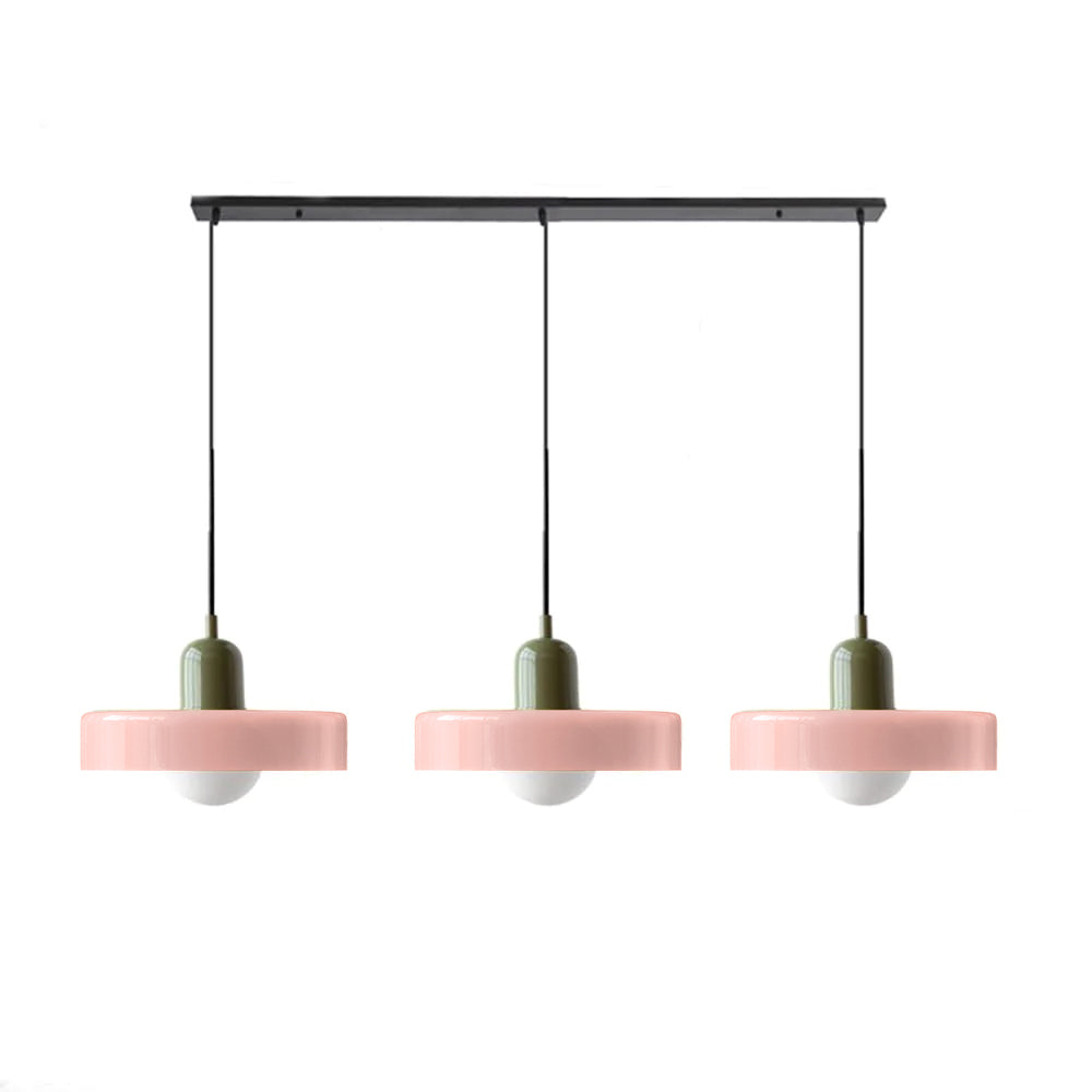 Stylish Pendant Light with 3 Colored Glass Shades Adjustable Ceiling Lamp