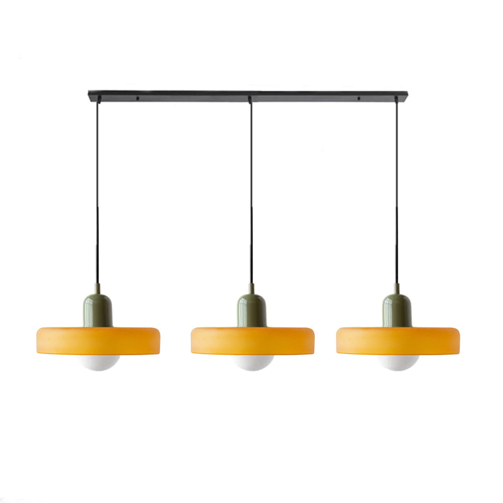 Stylish Pendant Light with 3 Colored Glass Shades Adjustable Ceiling Lamp