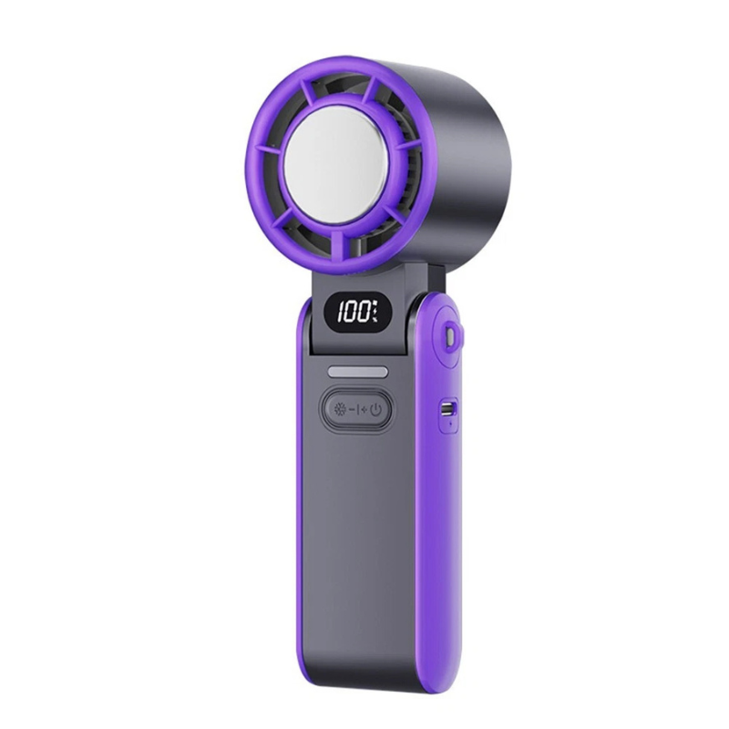 Foldable rechargeable cooling fan with digital display