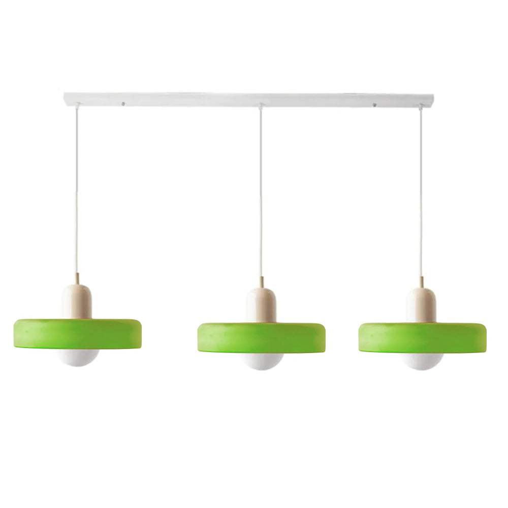 Stylish Pendant Light with 3 Colored Glass Shades Adjustable Ceiling Lamp
