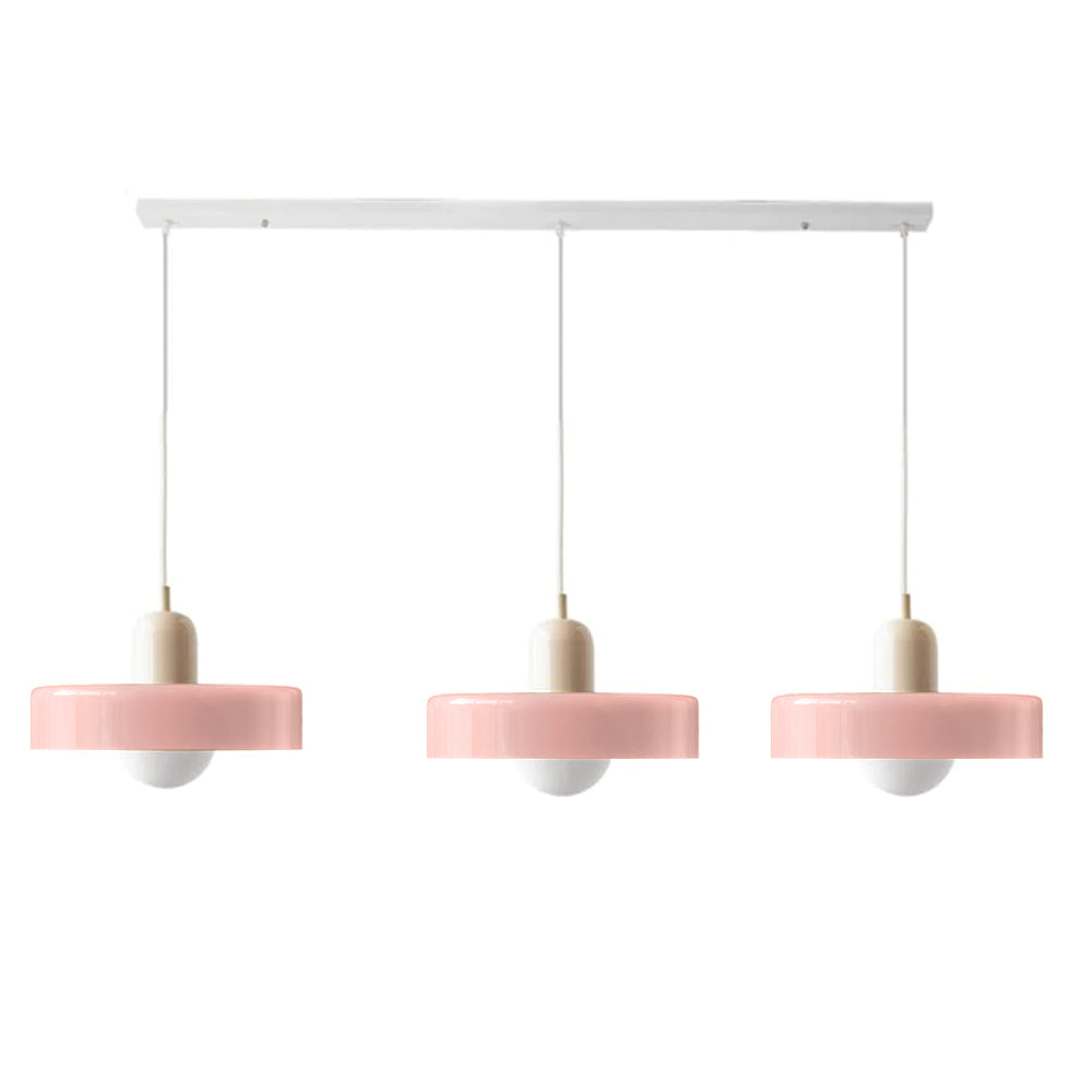 Stylish Pendant Light with 3 Colored Glass Shades Adjustable Ceiling Lamp