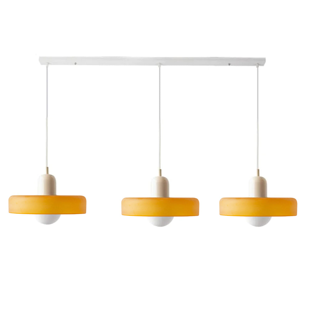 Stylish Pendant Light with 3 Colored Glass Shades Adjustable Ceiling Lamp