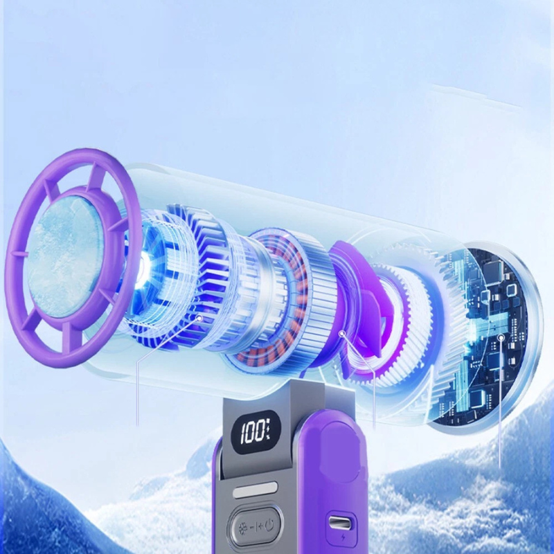 Foldable rechargeable cooling fan with digital display