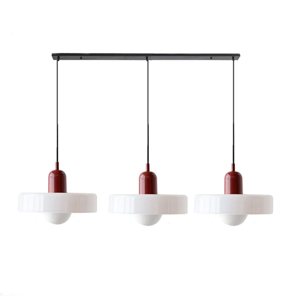 Stylish Pendant Light with 3 Colored Glass Shades Adjustable Ceiling Lamp