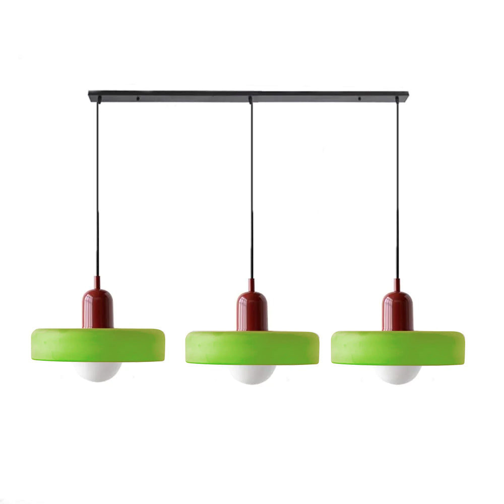 Stylish Pendant Light with 3 Colored Glass Shades Adjustable Ceiling Lamp
