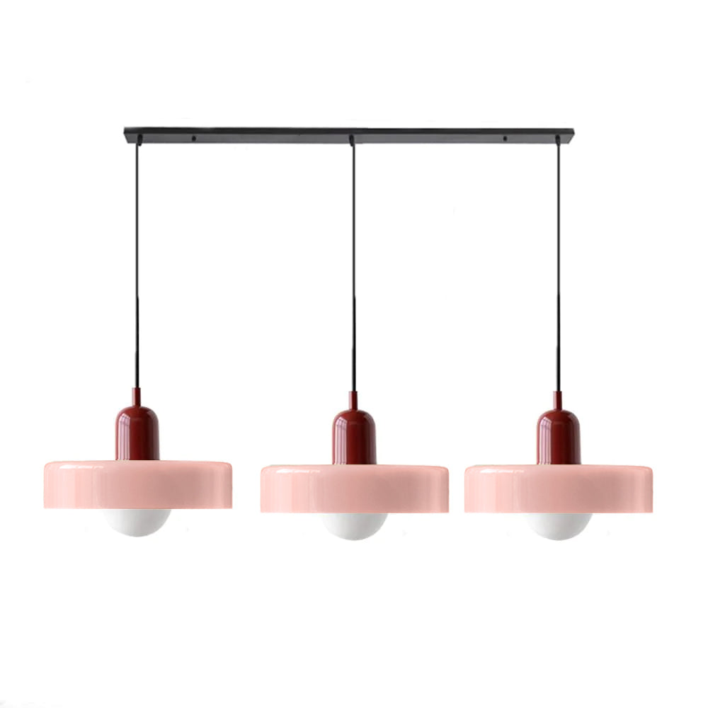 Stylish Pendant Light with 3 Colored Glass Shades Adjustable Ceiling Lamp