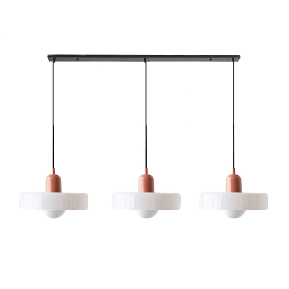 Stylish Pendant Light with 3 Colored Glass Shades Adjustable Ceiling Lamp