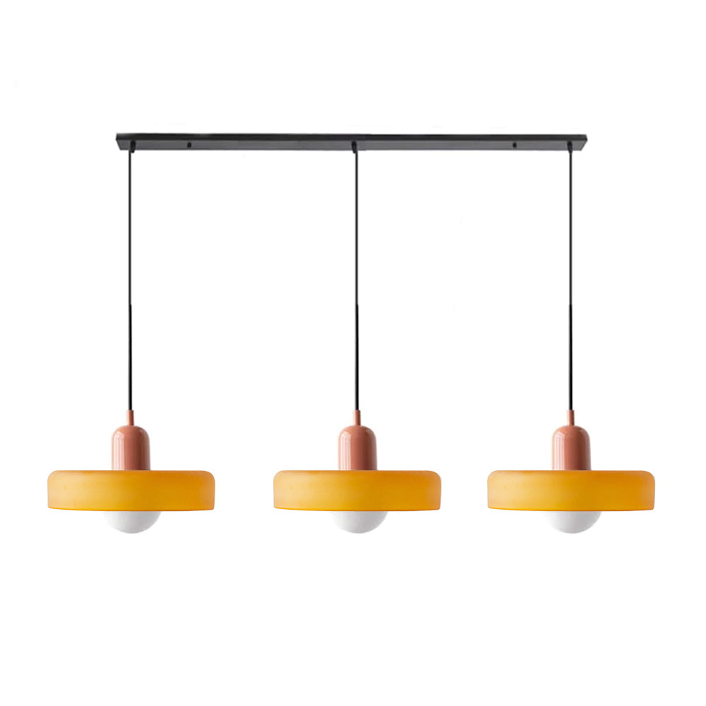 Stylish Pendant Light with 3 Colored Glass Shades Adjustable Ceiling Lamp