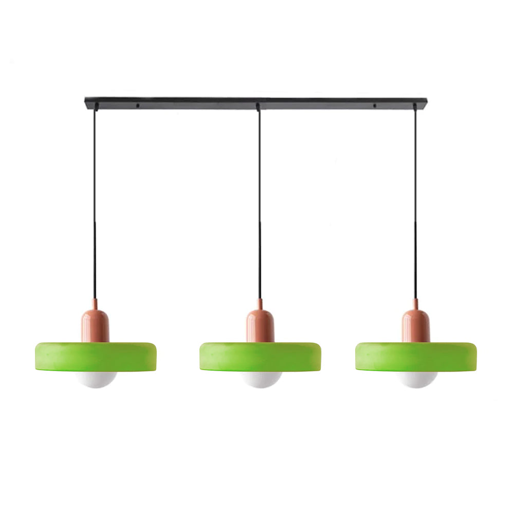 Stylish Pendant Light with 3 Colored Glass Shades Adjustable Ceiling Lamp