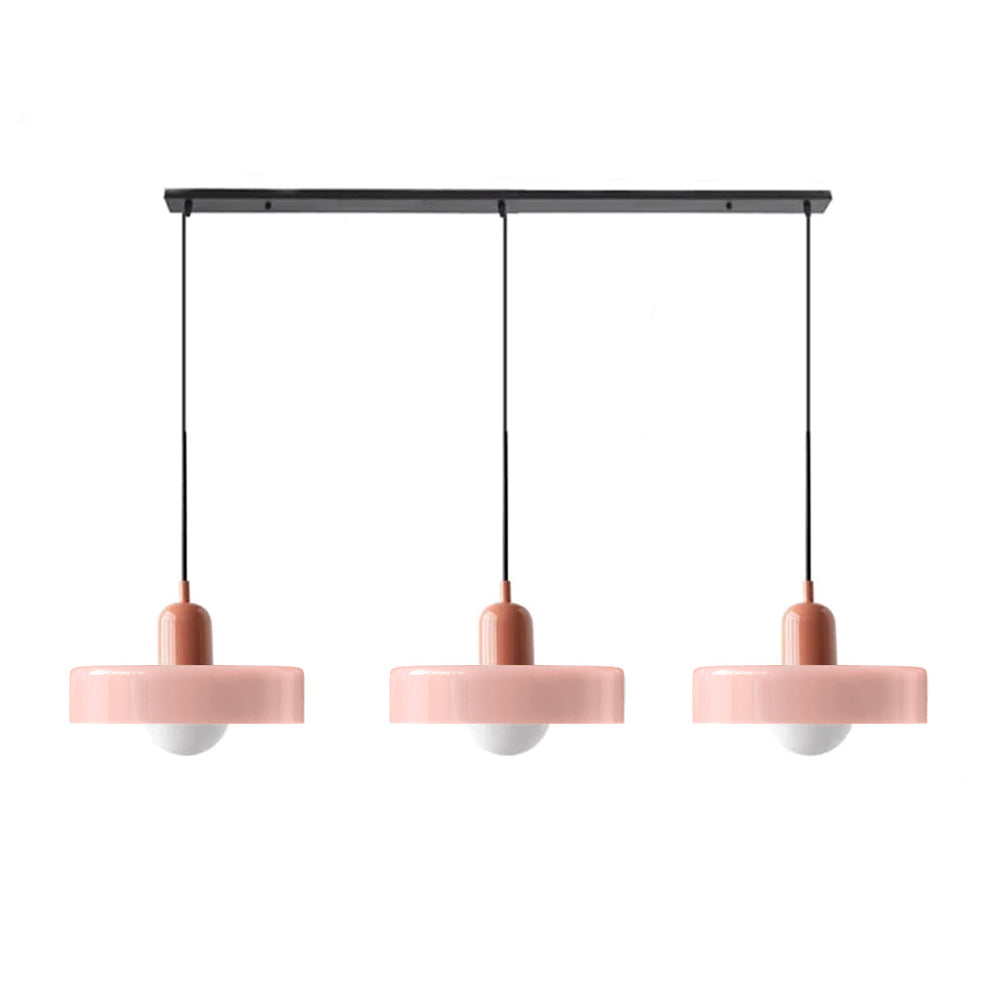 Stylish Pendant Light with 3 Colored Glass Shades Adjustable Ceiling Lamp