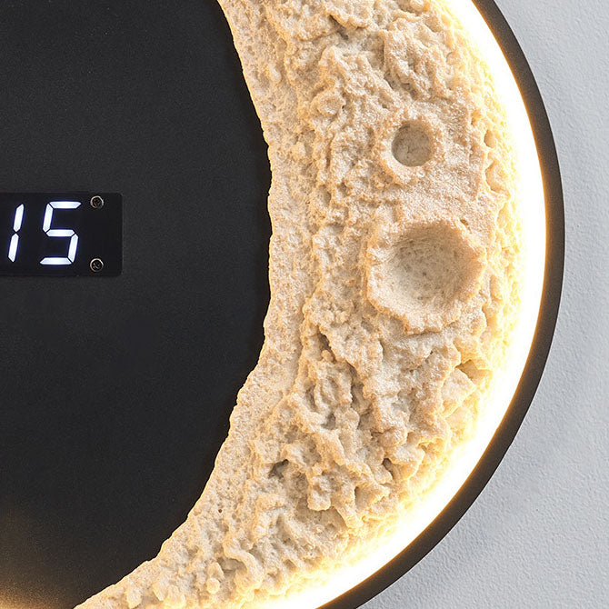 Futuristic LED Wall Light Moon & Astronaut Design with Integrated Clock