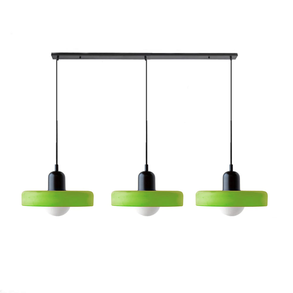 Stylish Pendant Light with 3 Colored Glass Shades Adjustable Ceiling Lamp