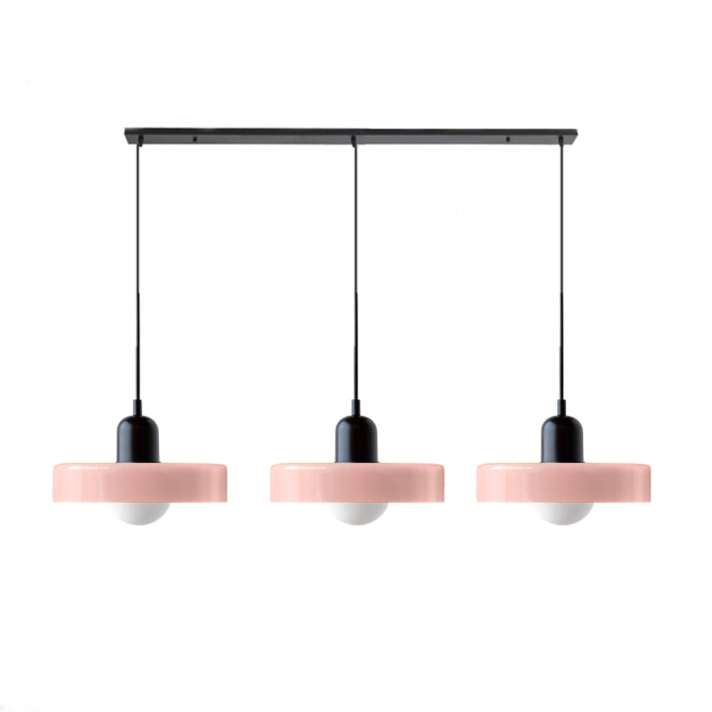 Stylish Pendant Light with 3 Colored Glass Shades Adjustable Ceiling Lamp