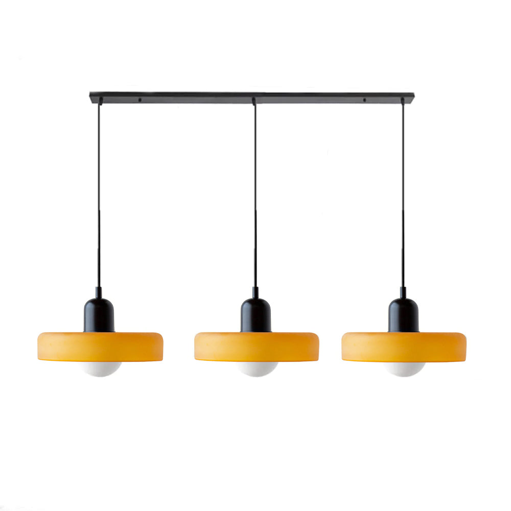 Stylish Pendant Light with 3 Colored Glass Shades Adjustable Ceiling Lamp