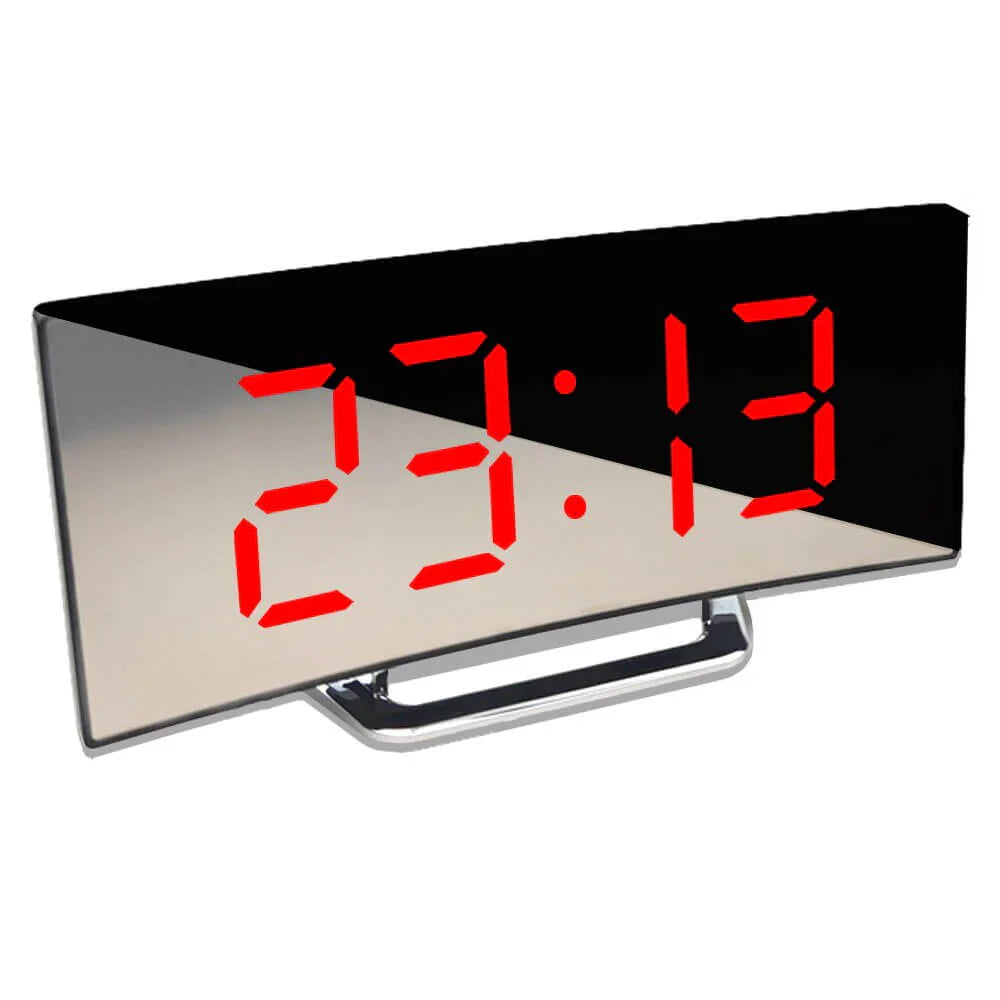 Curved LED Digital Sunrise Alarm Clock Modern Design with Clear Display