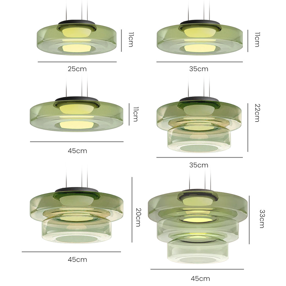 Layered Glass Living Room Pendant Light with Modern Halo Design