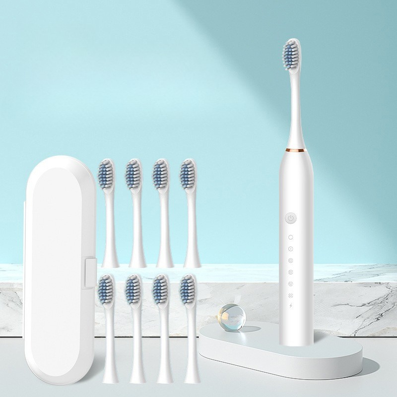 Rechargeable sonic toothbrush with soft replacement brushes