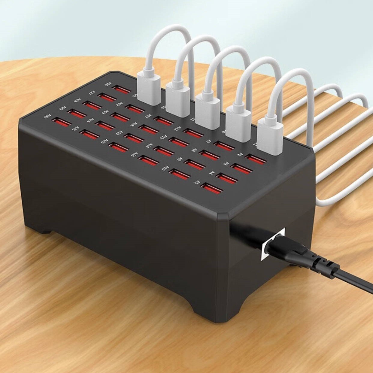 USB Power Hub 30-Port Fast Charging Station for Multiple Devices