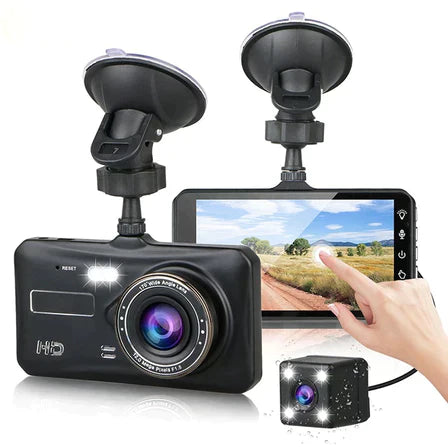 Dual Wireless Dash Camera Set with Full HD Recording and Wide Angle Lens