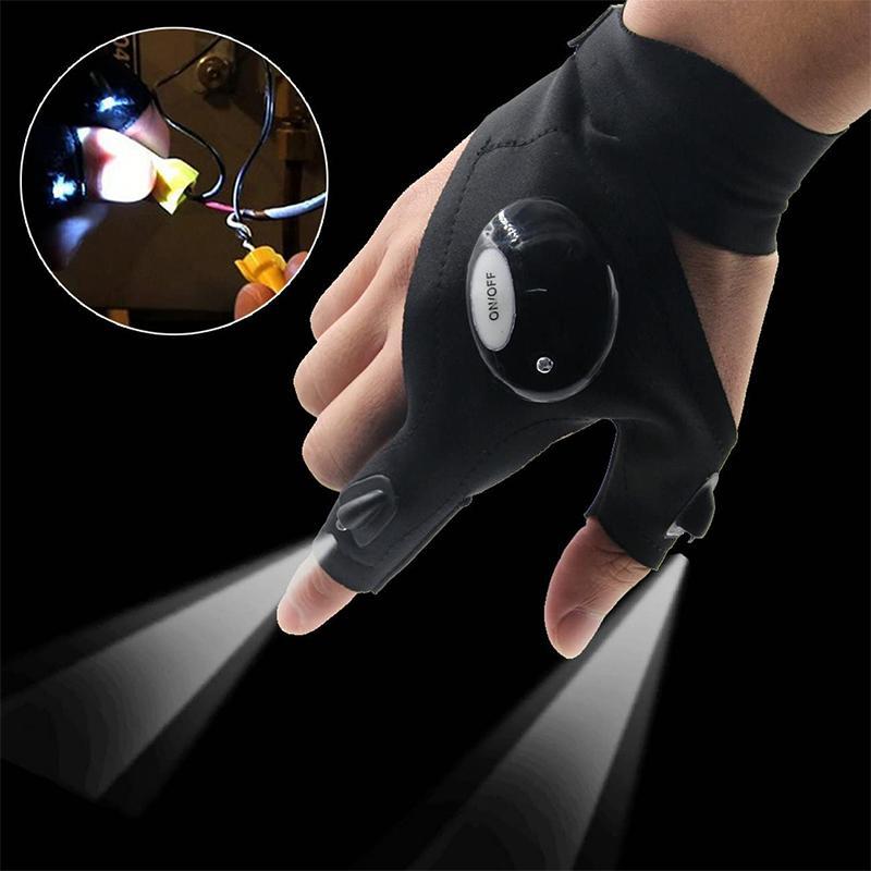Glove with combined LED lighting