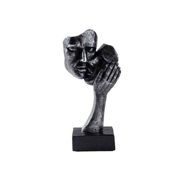 Abstract Kiss Sculpture – Modern Artistic Couple Statue for Home Décor