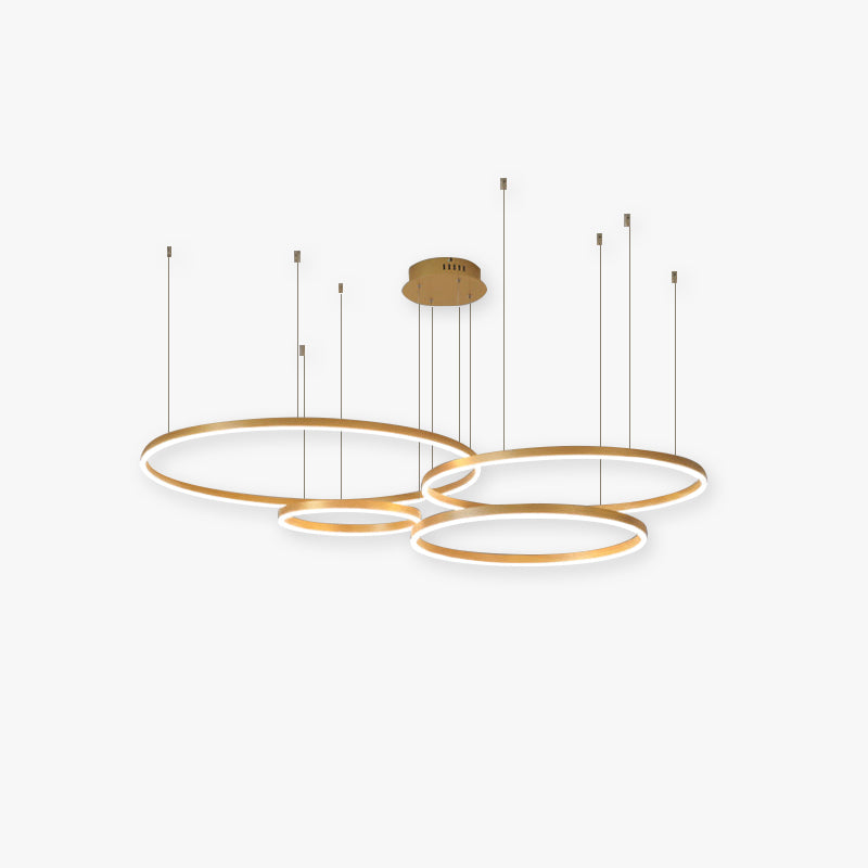 Modern Ring Pendant Light Elegant Black & Gold Metal Design