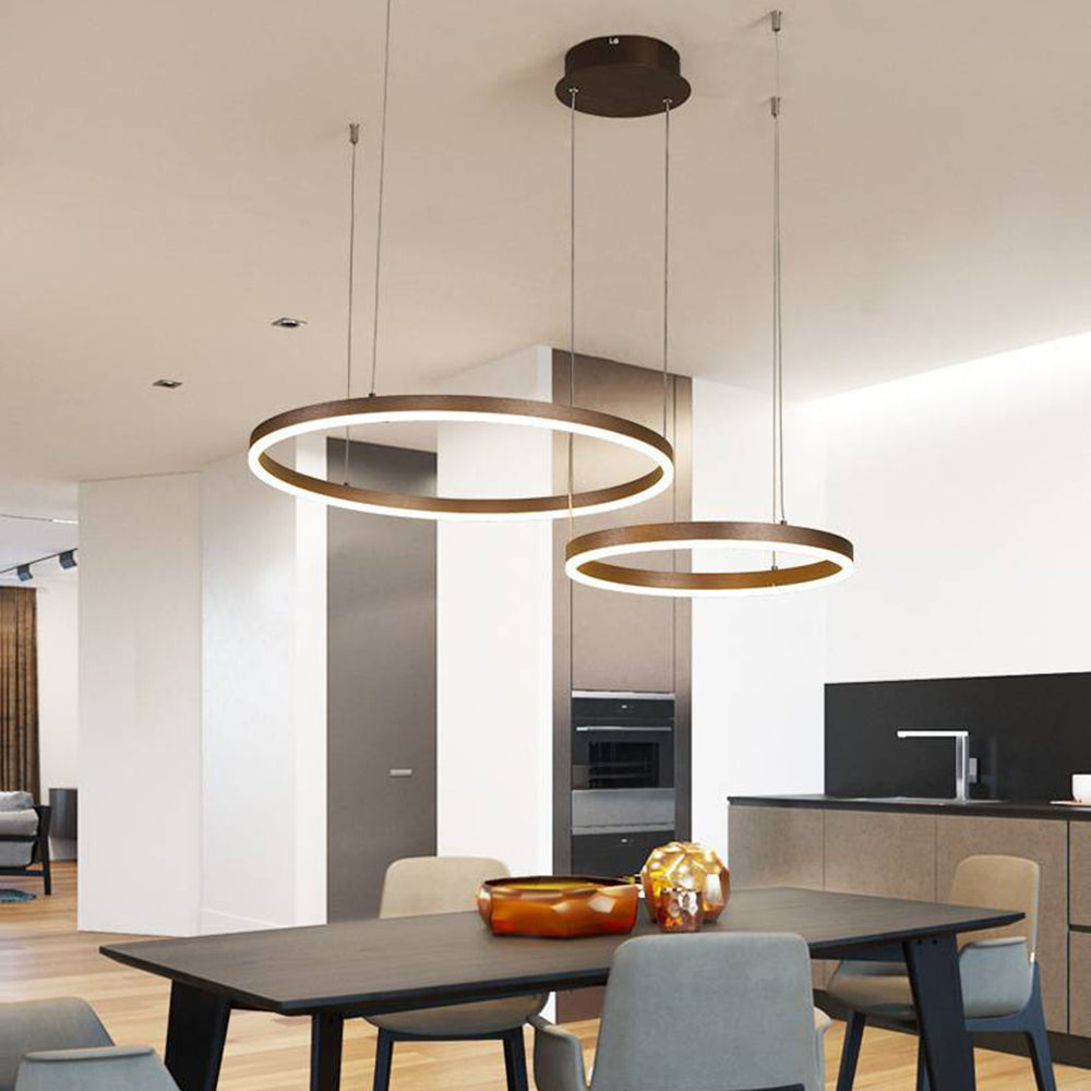 Modern Ring Pendant Light Elegant Black & Gold Metal Design