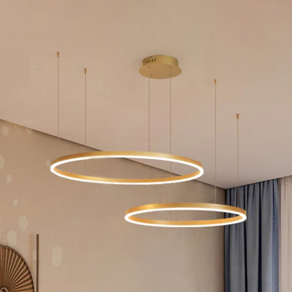 Modern Ring Pendant Light Elegant Black & Gold Metal Design